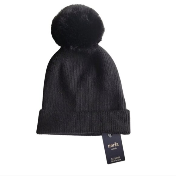 Norla Canada Alpaca, Wool Blend Black Toque - Picture 1 of 3